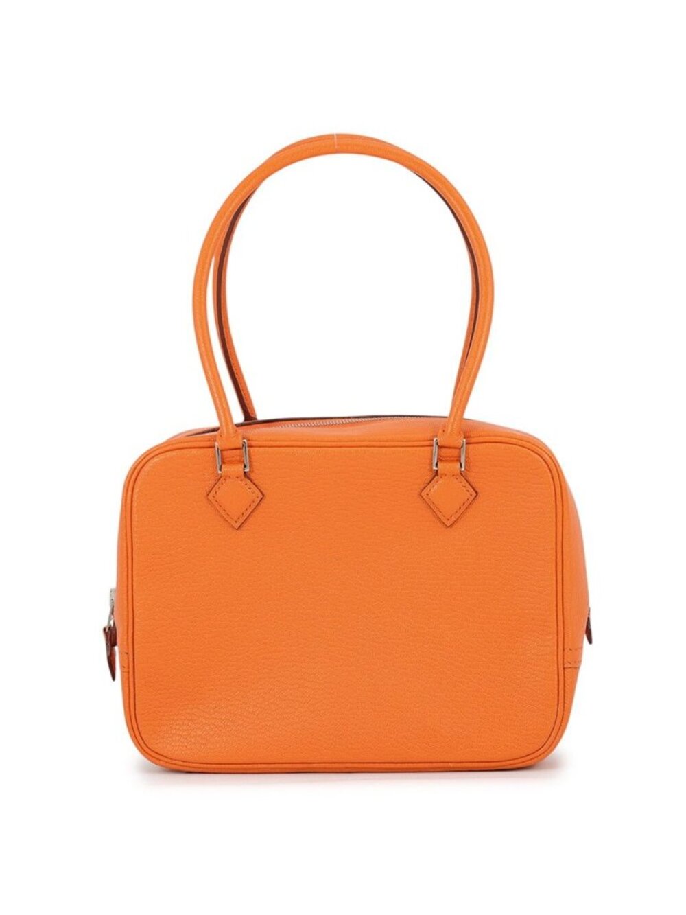 Hermes Handbag Plume Mini Orange Silver Chevre Mysore Bag